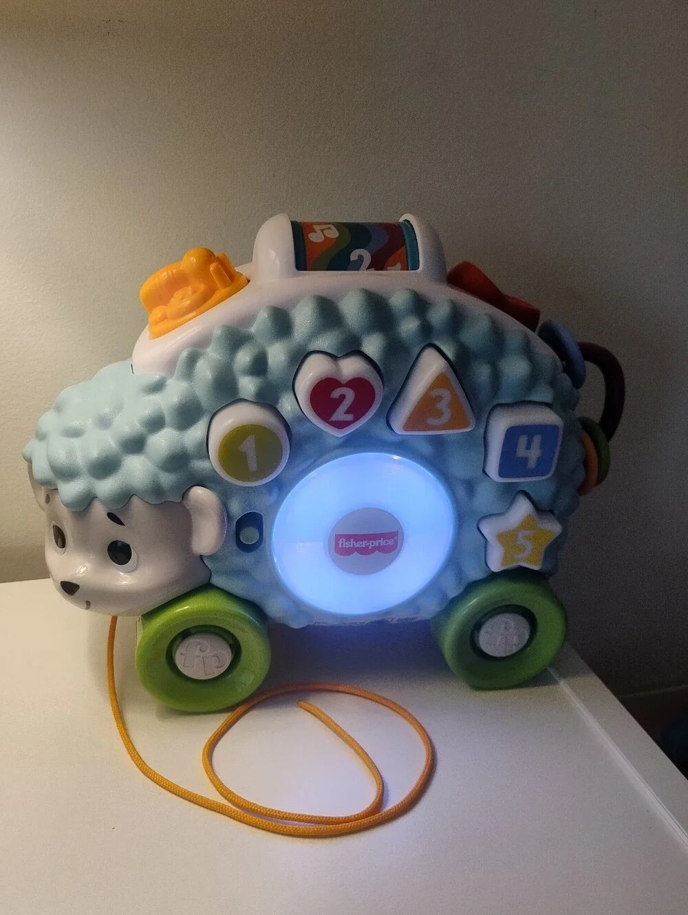 Fisher-Price Linkimals Happy Shapes Learning Hedgehog Pull Toy Lights Music